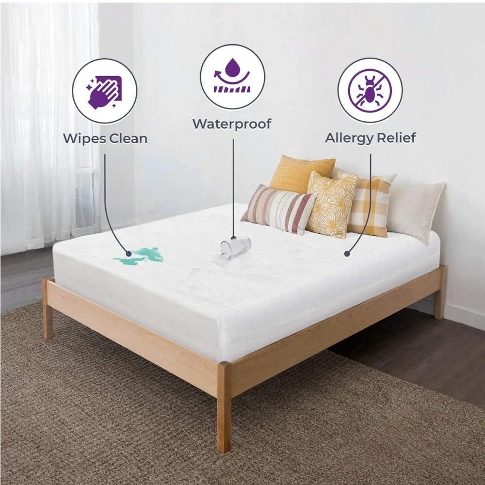 Heavy-Duty Plastic Mattress Protector Zippered Queen Waterproof